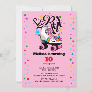 Invitation Roller Skate Unicorne n'importe quel âge