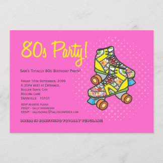 Invitation Roller Skates, fête d'anniversaire des années 80