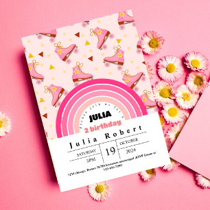 Invitation Roller Skating Girls Anniversaire rose violet