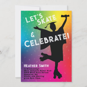 Invitation Roller Skating Party Rainbow Silhouette