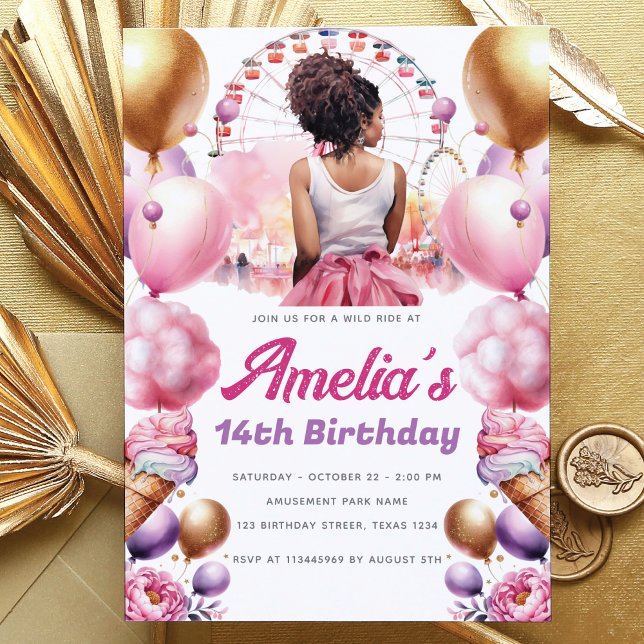 Invitation Rollercoaster Party Africaine Américaine Personnal (Créateur téléchargé)