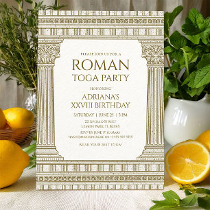 Invitation Roman Toga Party avec élégantes colonnes de temple