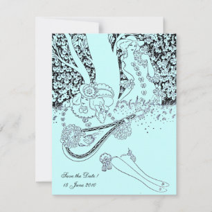 INVITATION ROMANCE / AMOUREUX ROMANTIQUES BLEU TURQUOISE FÊTE