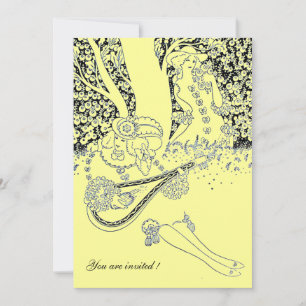 INVITATION ROMANCE / AMOUREUX ROMANTIQUES MARIAGE PARTY NOIR 