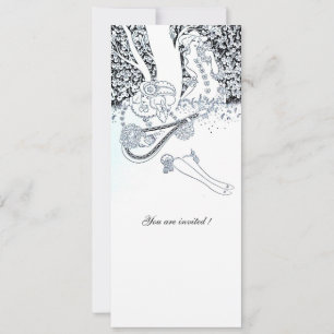 INVITATION ROMANCE, AMOUREUX ROMANTIQUES MARIAGE PARTY NOIR B