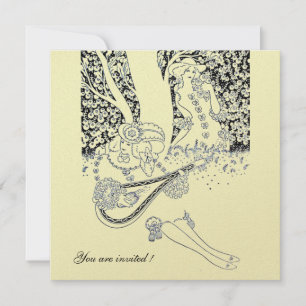 INVITATION ROMANCE, AMOUREUX ROMANTIQUES MARIAGE PARTY NOIR B