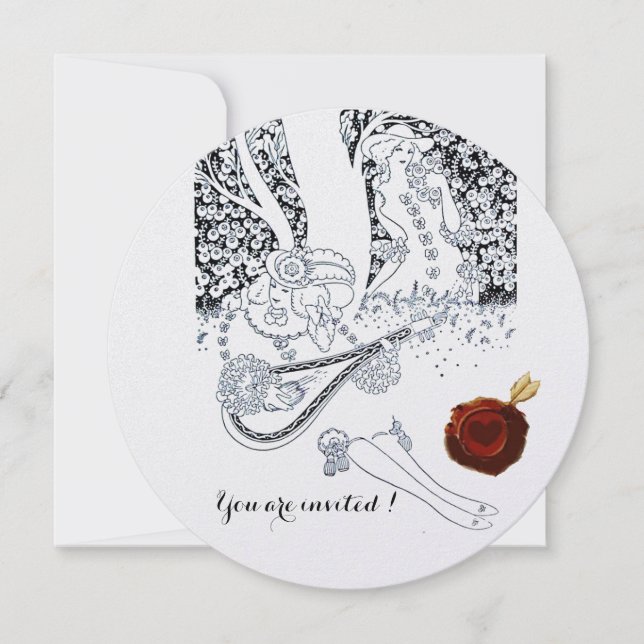 Invitation ROMANCE, AMOUREUX ROMANTIQUES SCEAU ROUGE CIRE Noi (Devant)