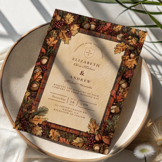 Invitation Romance Automnale Vintage en Forêt (Créateur téléchargé)