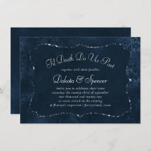 Invitation Romance de la marine de minuit   Blue Satiny Grung