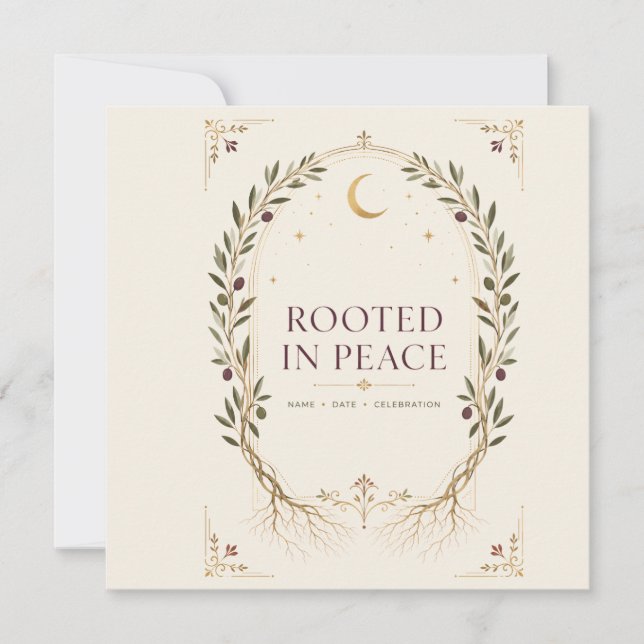 Invitation Romance Enraciné Prune Mariage Olive Faveur de Mar (Devant)