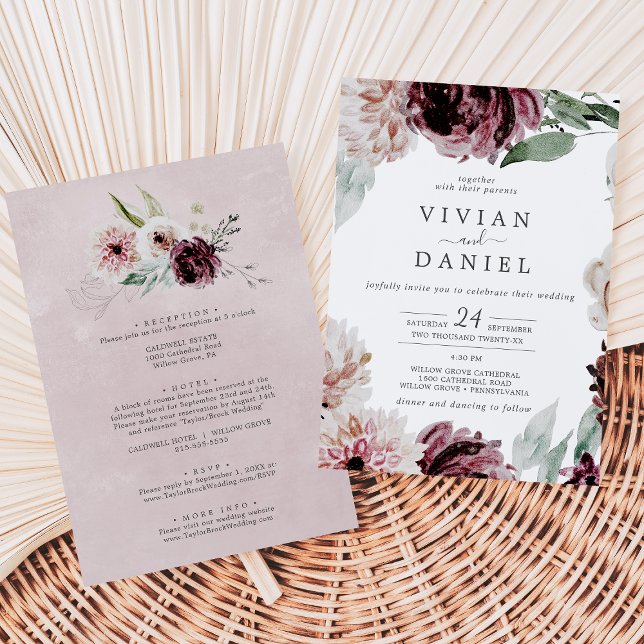 Invitation Romance Florale en un seul Mariage (Créateur téléchargé)