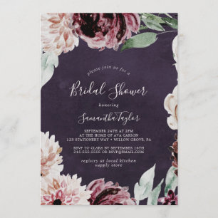 Invitation Romance florale   Fête des mariées de prune