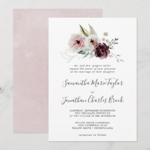 Invitation Romance florale Mariage traditionnel