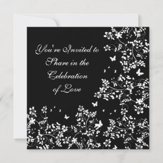 Invitation Romance Papillon / Blanc Et Noir