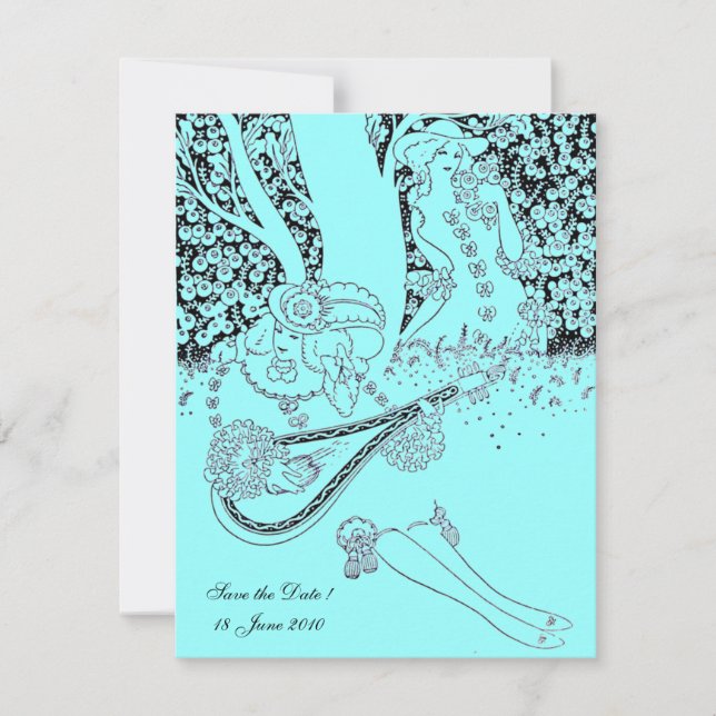 INVITATION ROMANCE /ROMANTIC LOVERS TURQUOISE BLUE WEDDING PA (Devant)