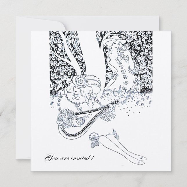 INVITATION ROMANCE, ROMANTIQUE AMOUREUX BLACK WHITE MARIAGE P (Devant)