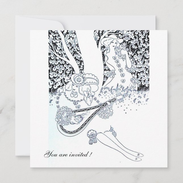 INVITATION ROMANCE, ROMANTIQUE AMOUREUX BLACK WHITE MARIAGE P (Devant)