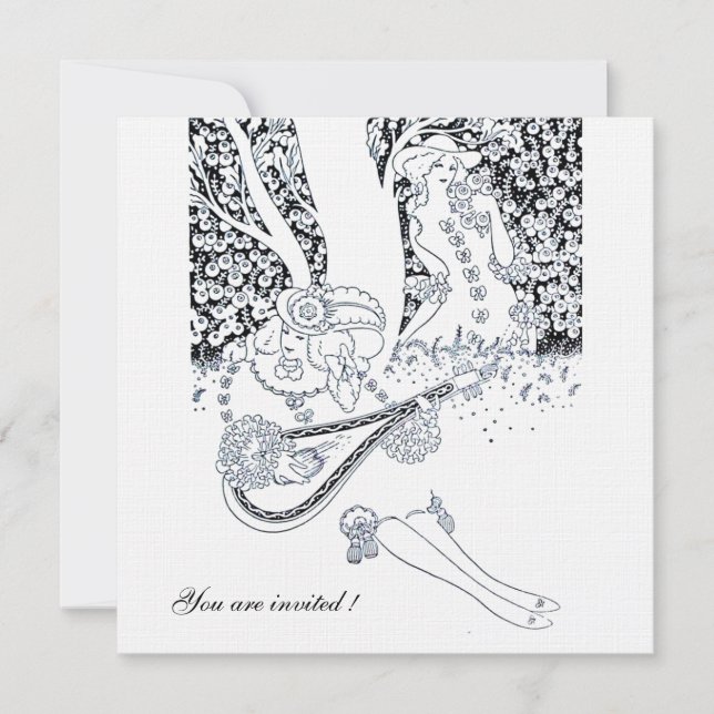 INVITATION ROMANCE, ROMANTIQUE AMOUREUX BLACK WHITE MARIAGE P (Devant)