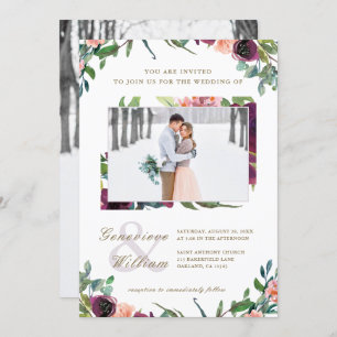 Invitation Romance rustique Beau Mariage de deux photos