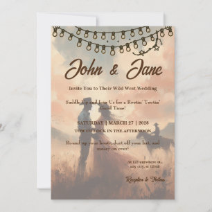 Invitation Romance rustique : Mariage occidental sauvage