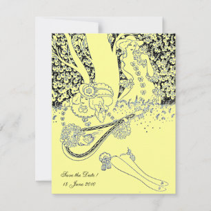 Invitation ROMANCE, SAUVEGARDEZ LA DATE, noir et jaune
