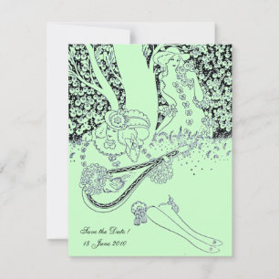 Invitation ROMANCE, SAUVEGARDEZ LA DATE, noir et vert