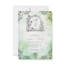 romance sombre vintage save the date vert 