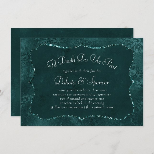 Invitation Romance Turquoise de minuit | Dark Satiny Grunge M (Devant / Derrière)