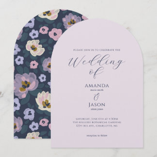 Invitation Romantic blue and purple floral garden wedding