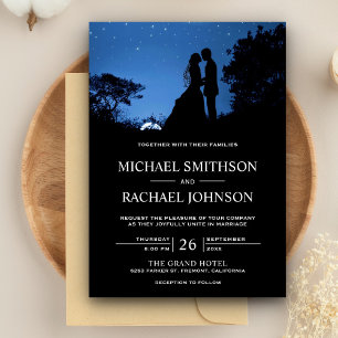 Invitation Romantic Blue Night Sky Couple Wedding
