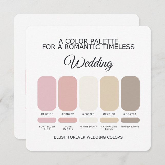 Invitation Romantic Blush Pink Wedding Color Palette Card (Devant / Derrière)