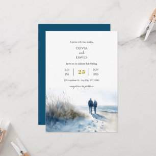 Invitation Romantic Couple Moonlight Beach Flâner Mariage