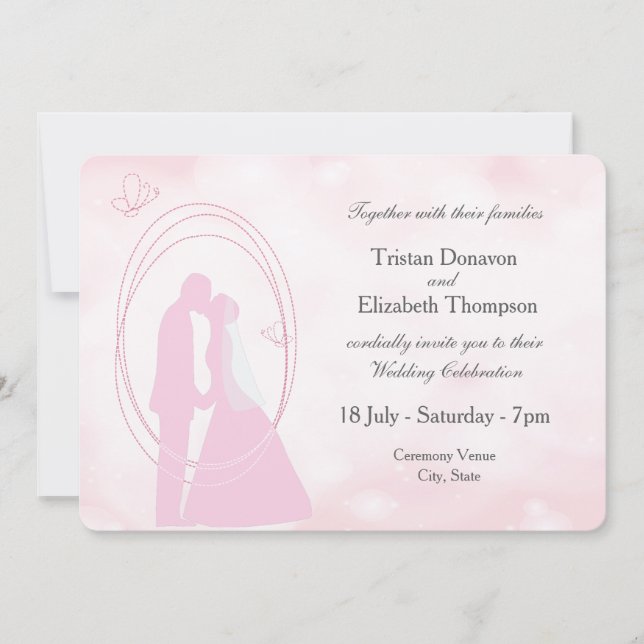 Invitation Romantic Dreamy Mariage rose Couple Mariage Invite (Devant)
