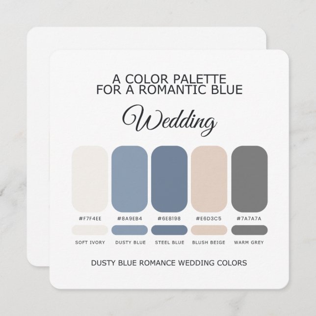 Invitation Romantic Dusty Blue Wedding Color Palette Card (Devant / Derrière)