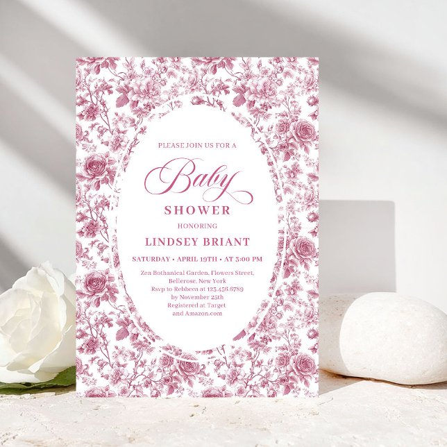 Invitation Romantic Dusty Pink Floral Roses Boho Baby Shower (Romantic Dusty Pink Floral Roses Baby Shower Invite)