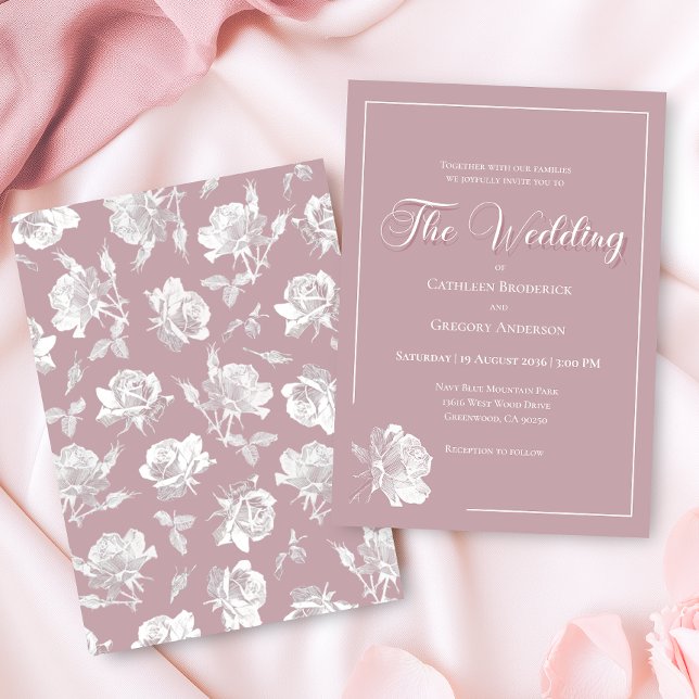 Invitation Romantic Dusty Pink White Floral Wedding (Créateur téléchargé)