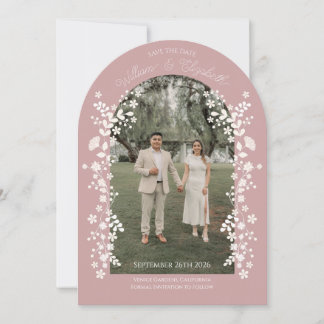 Invitation Romantic Dusty Rose Floral Arch Save the Date