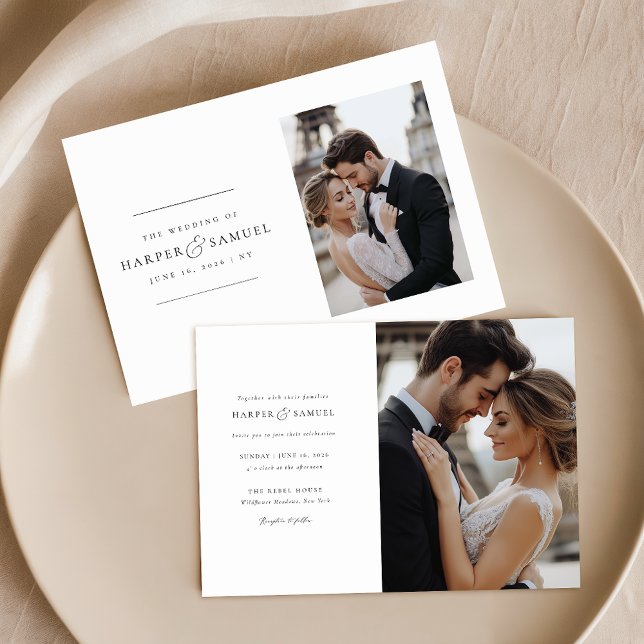 Invitation Romantic Elegant 2 Mariage photo (Créateur téléchargé)