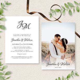 Invitation Romantic Elegant Monogramme Script Mariage photo