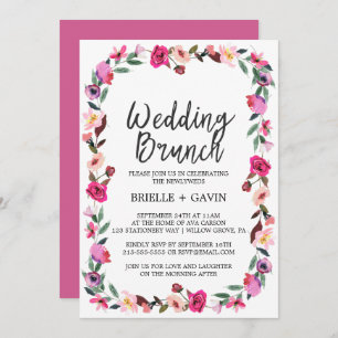 Invitation Romantic Fairytale Blossom Wreath Mariage Brunch