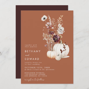 Invitation Romantic Fall Terracotta Fleur sauvage Mariage