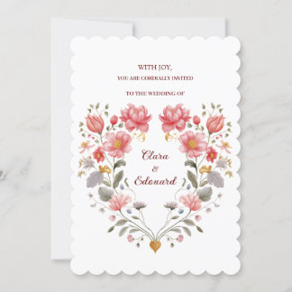Invitation Romantic Floral Heart Poetic Fairytale Wedding