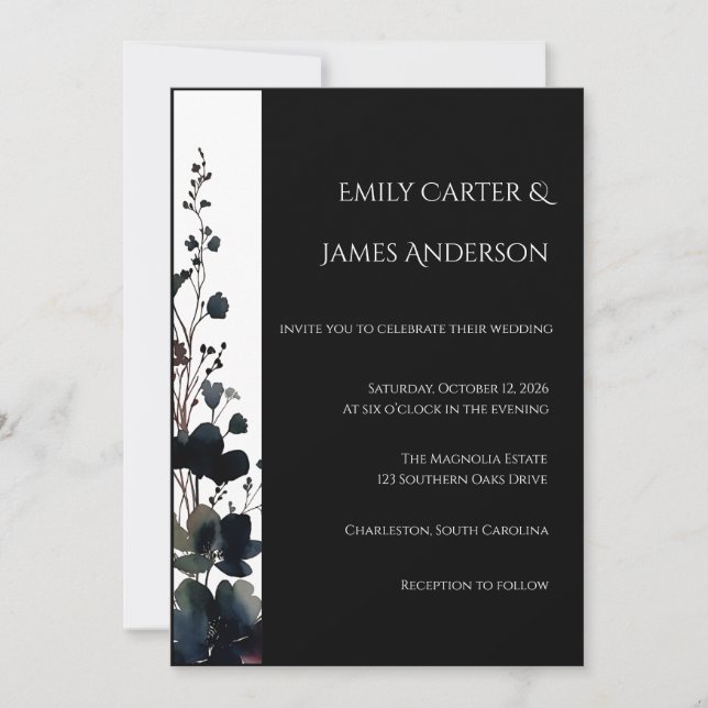 Invitation Romantic Floral Wedding Soft Elegant (Devant)