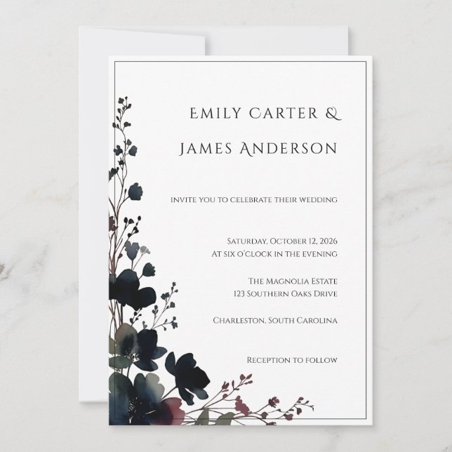 Invitation Romantic Floral Wedding Soft Elegant (Devant)