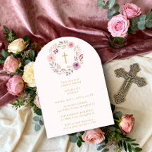 Romantic Floral Wreath Minimalist Baptism