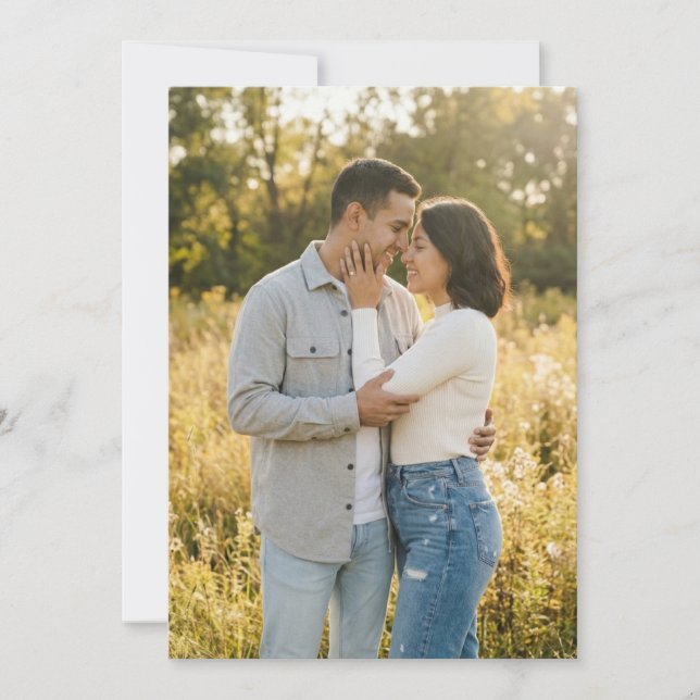 Invitation Romantic Golden Realistic Photo (Devant)
