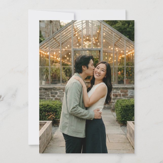 Invitation Romantic Green Photo (Devant)