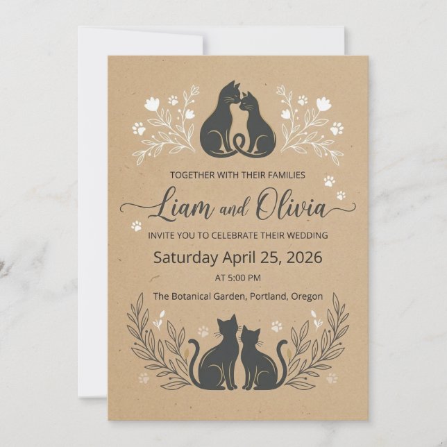 Invitation Romantic Kraft Floral Couple Invite (Devant)