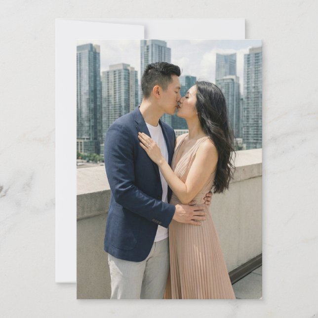 Invitation Romantic Navy Beige Photo (Devant)