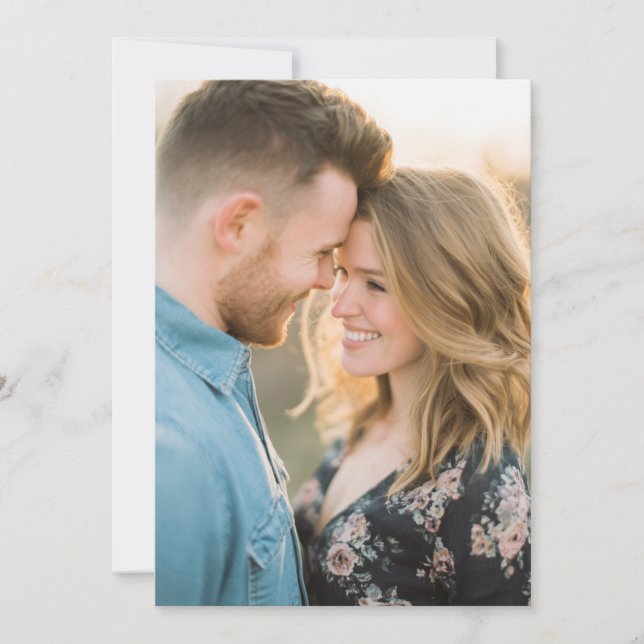 Invitation Romantic Navy Floral Photo (Devant)